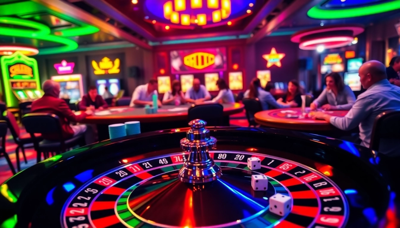Experience the exhilaration of gambling at https://f8beta2.me/ with players engaging in poker around vibrant tables filled with chips and cards.